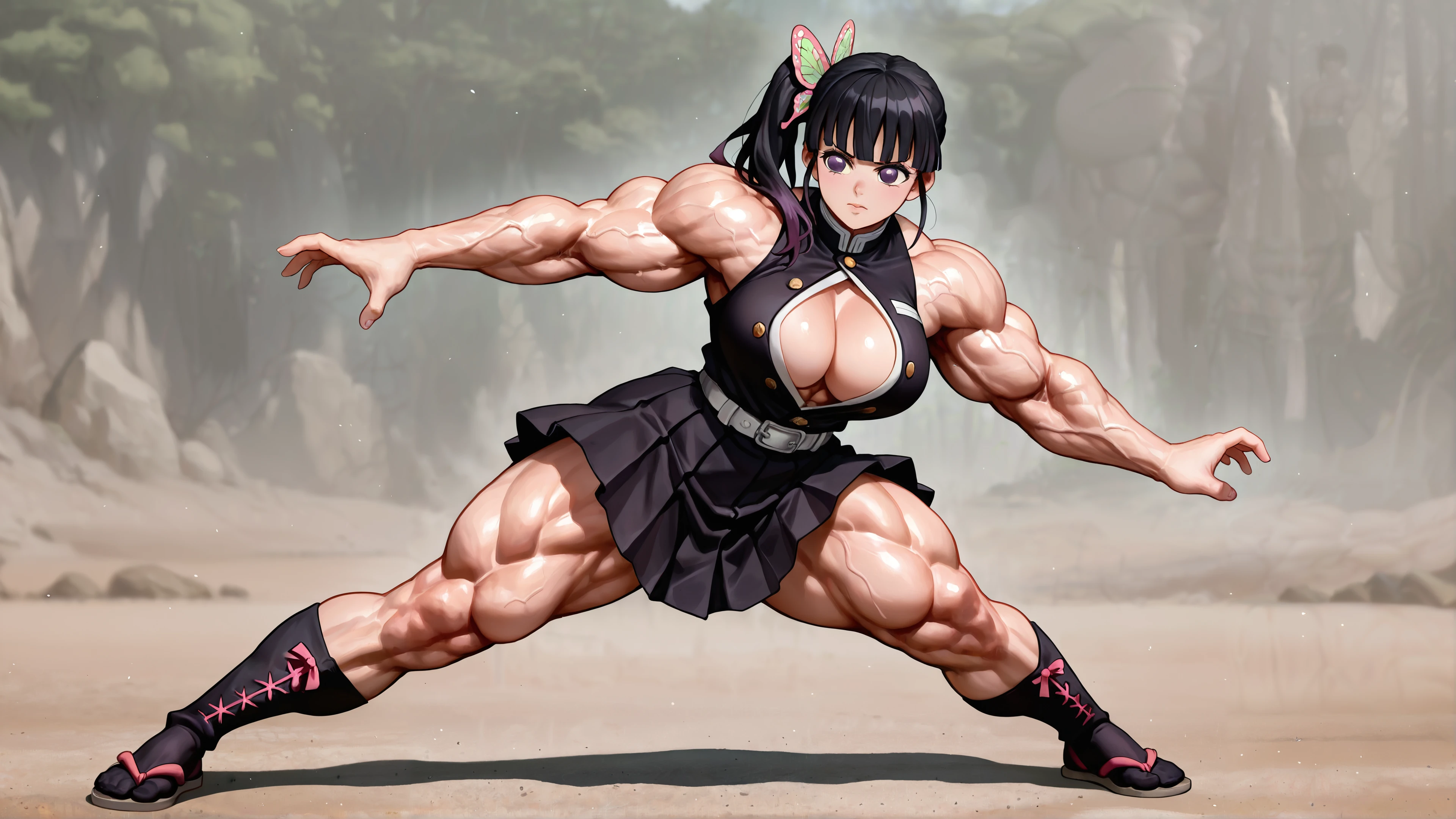 kanao tsuyuri muscles, strong kanao wallpaper, demon slayer desktop 4k