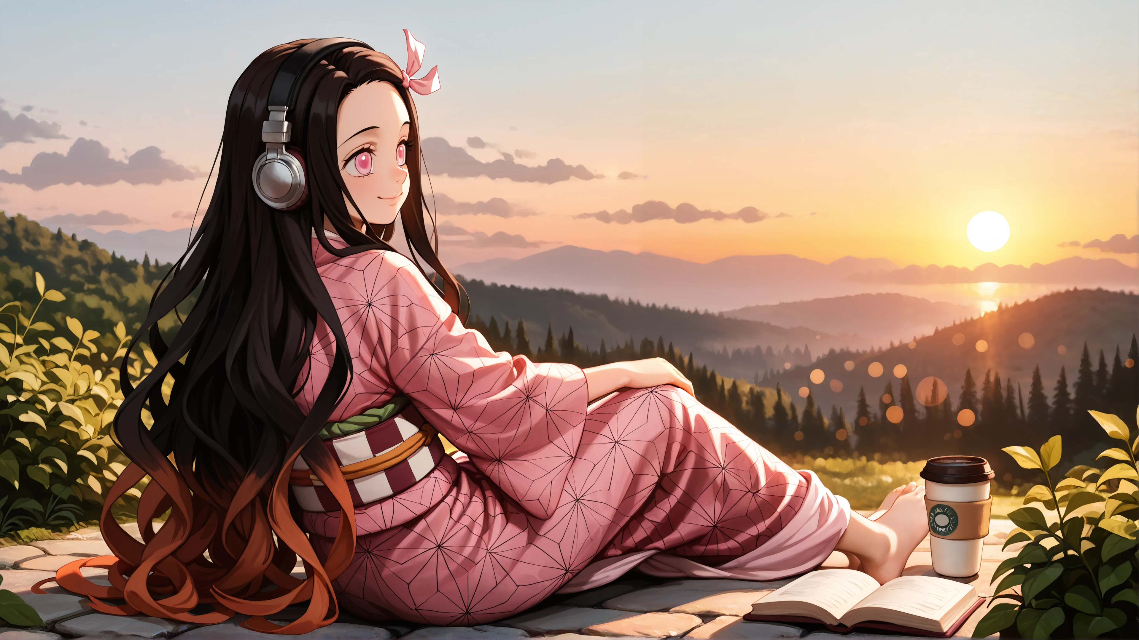 nezuko kamado chill, demon slayer chill wallpaper, nezuko desktop 4k, cute nezuko