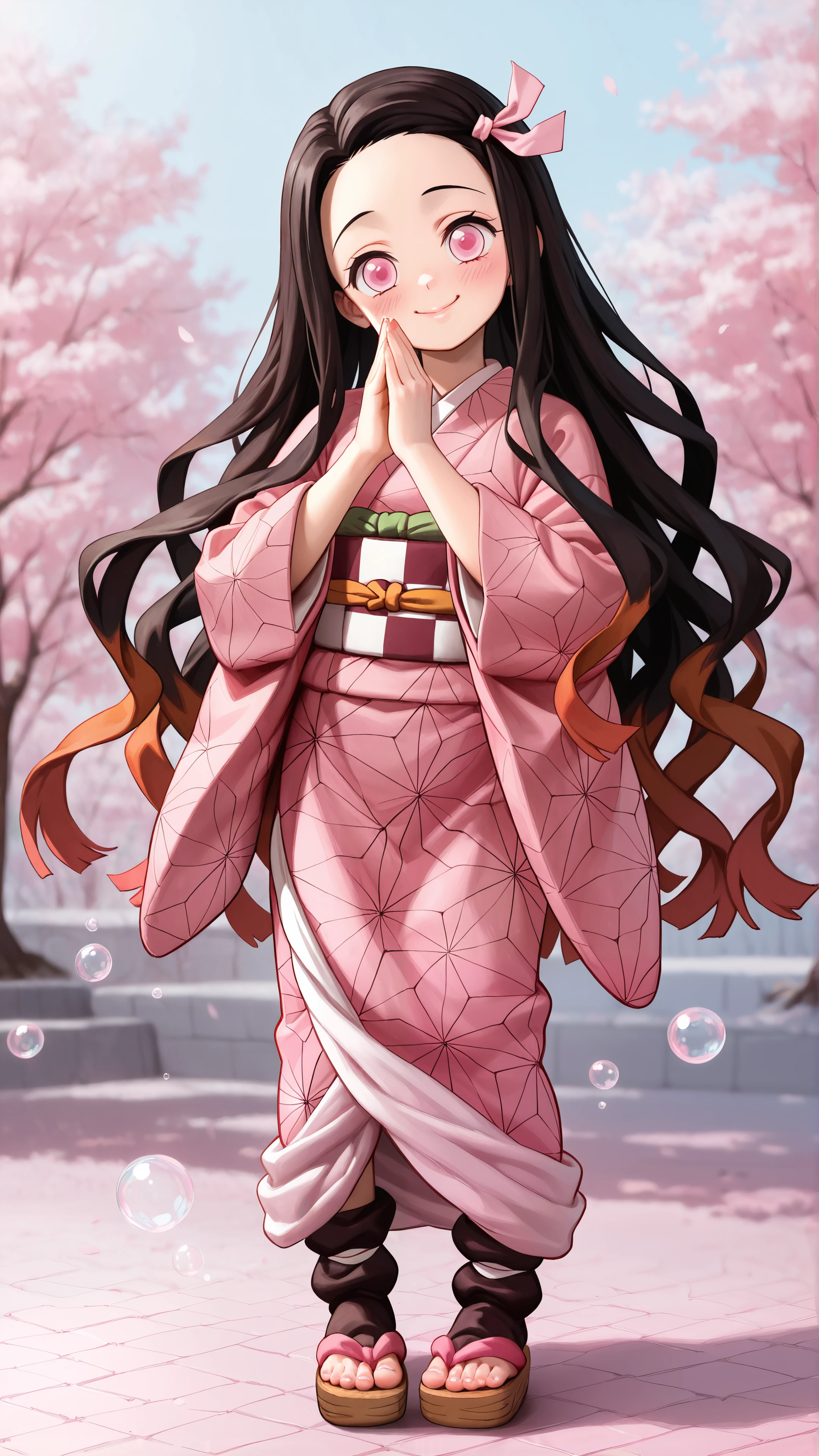 nezuko kamado, cute nezuko wallpaper, demon slayer mobile wallpaper, kawaii anime girl, 4k nezuko wallpaper