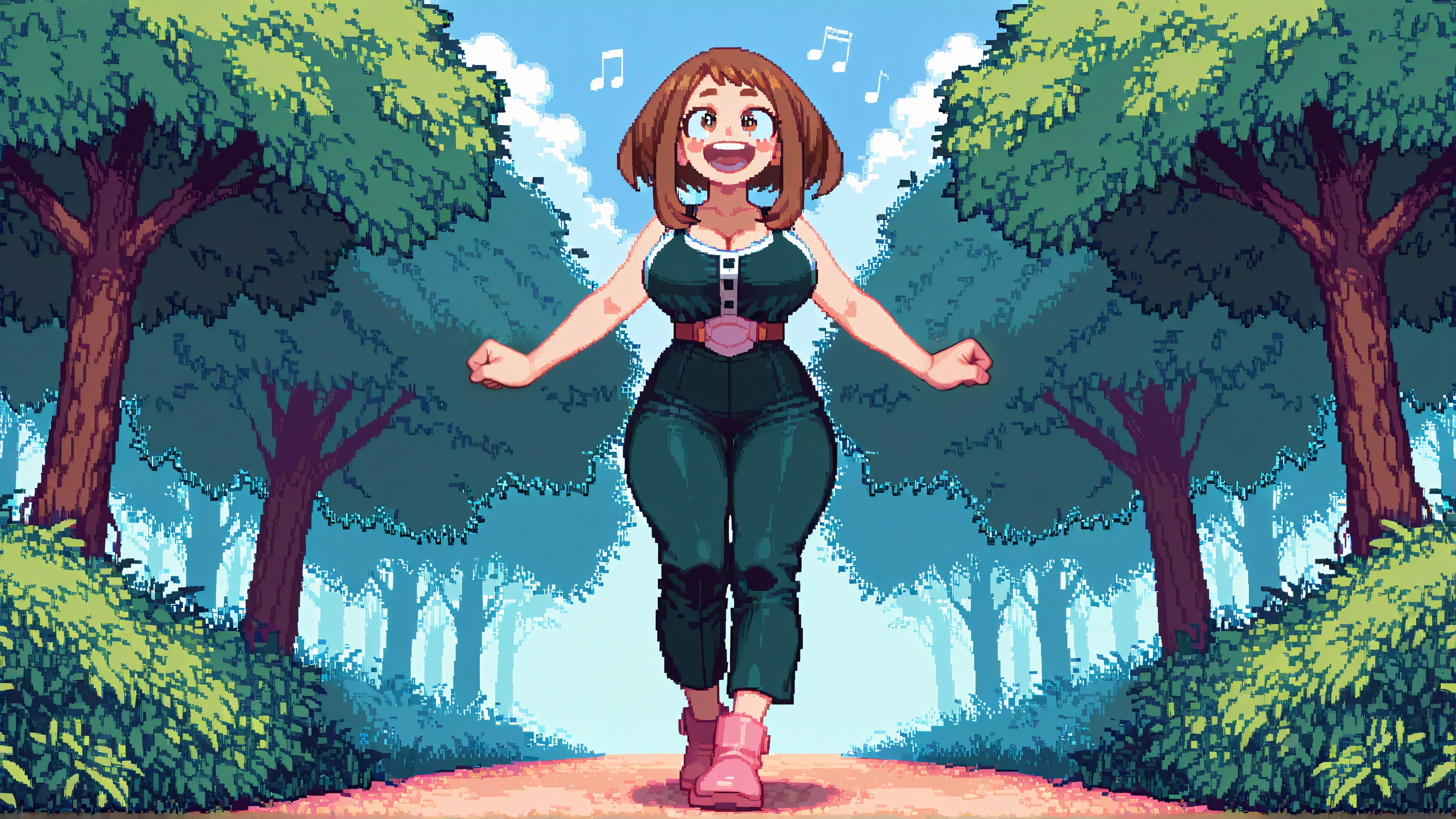 uraraka ochaco cute pixels desktop wallpaper