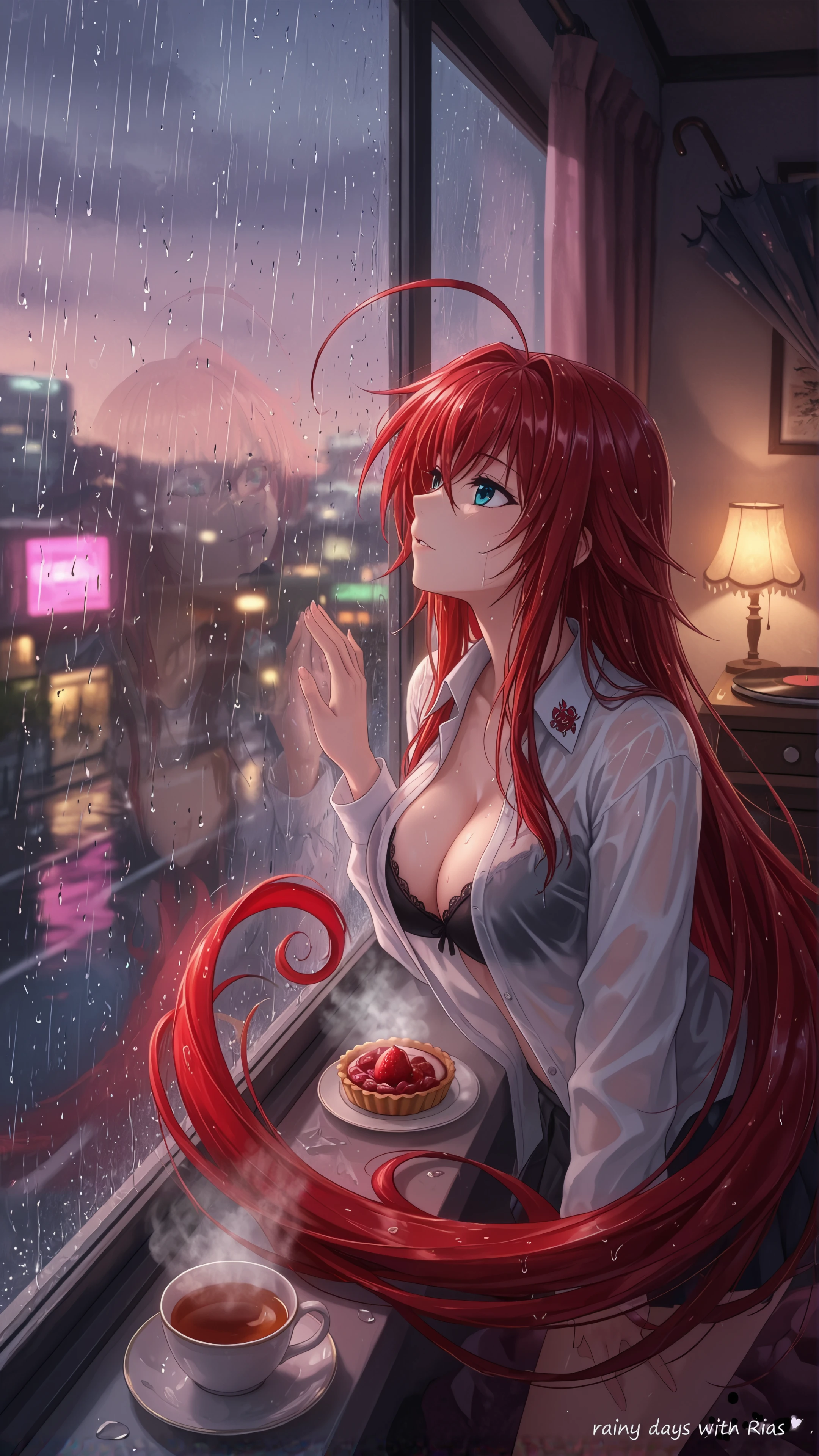 rias gremory rain chill vibes desktop