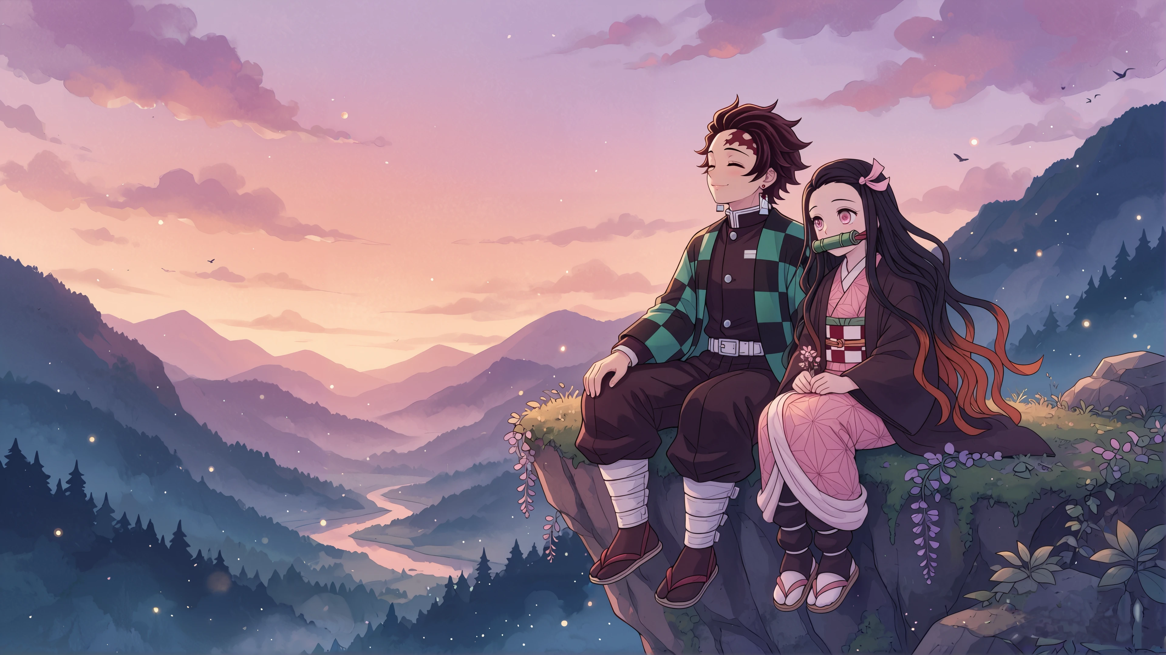 tanjiro kanao cute chill vibes desktop