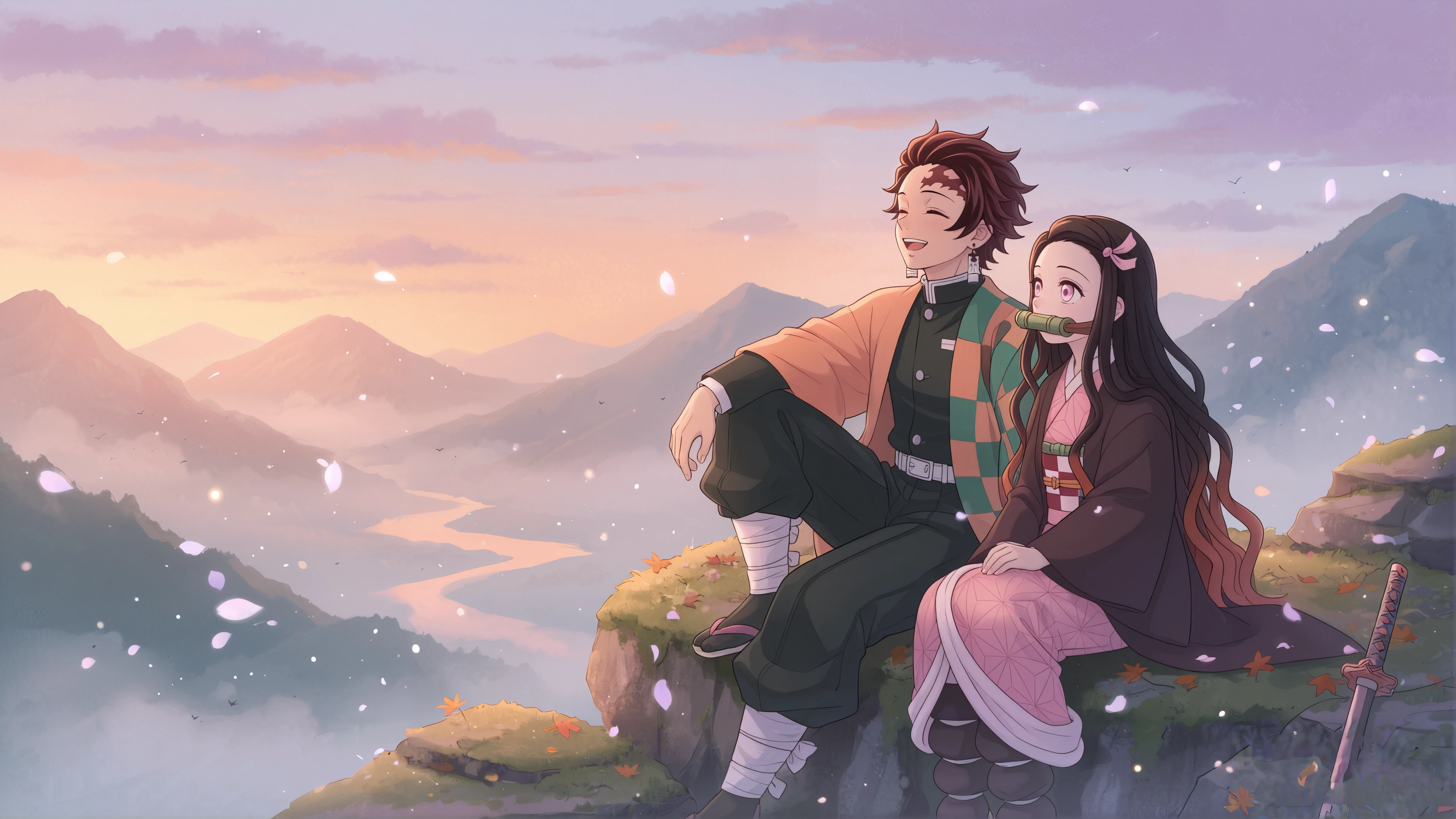 tanjiro kanao cute chill vibes desktop