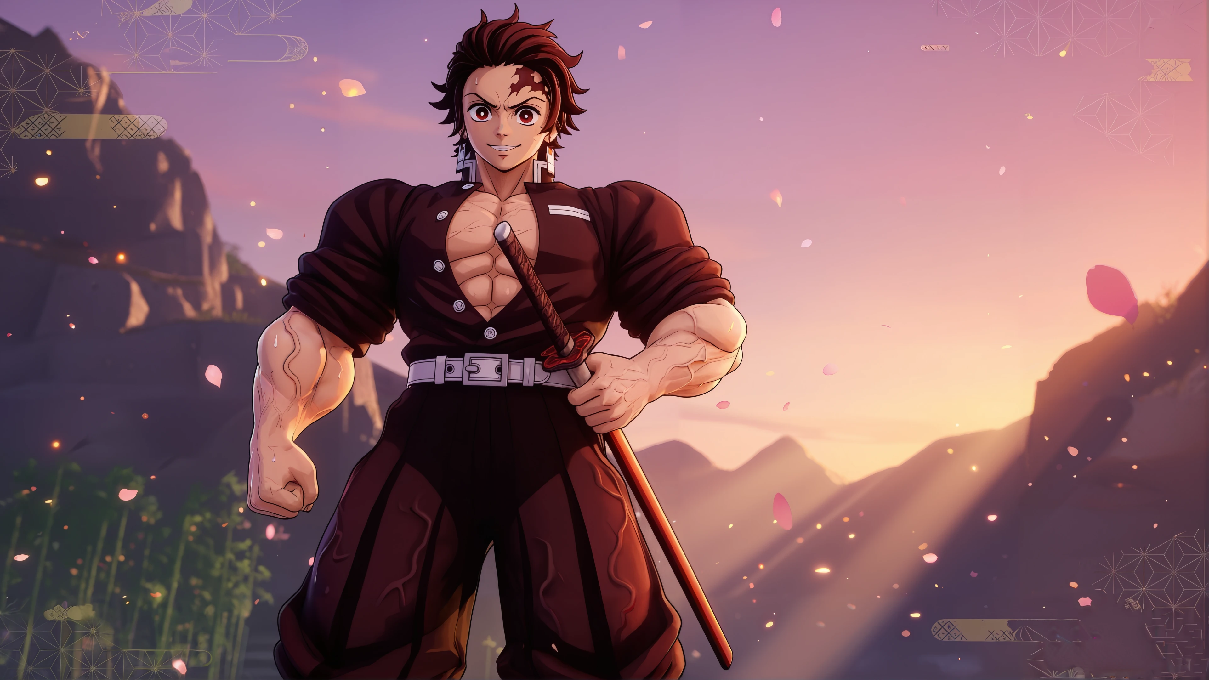 Tanjiro muscular desktop wallpaper