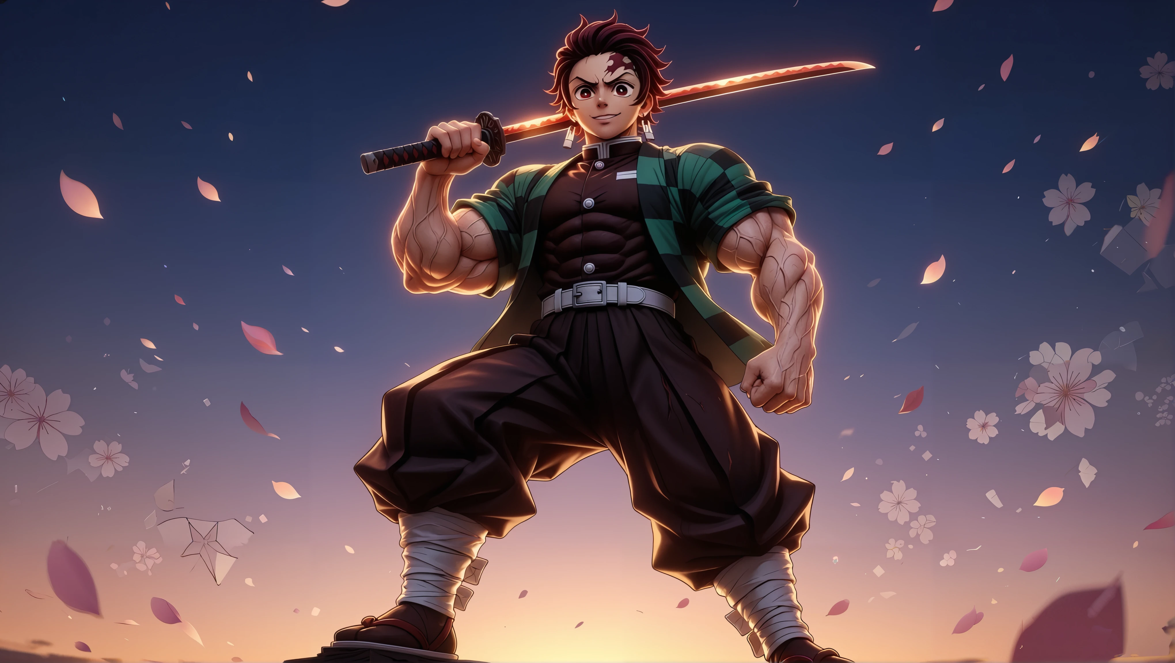 Tanjiro muscular desktop wallpaper