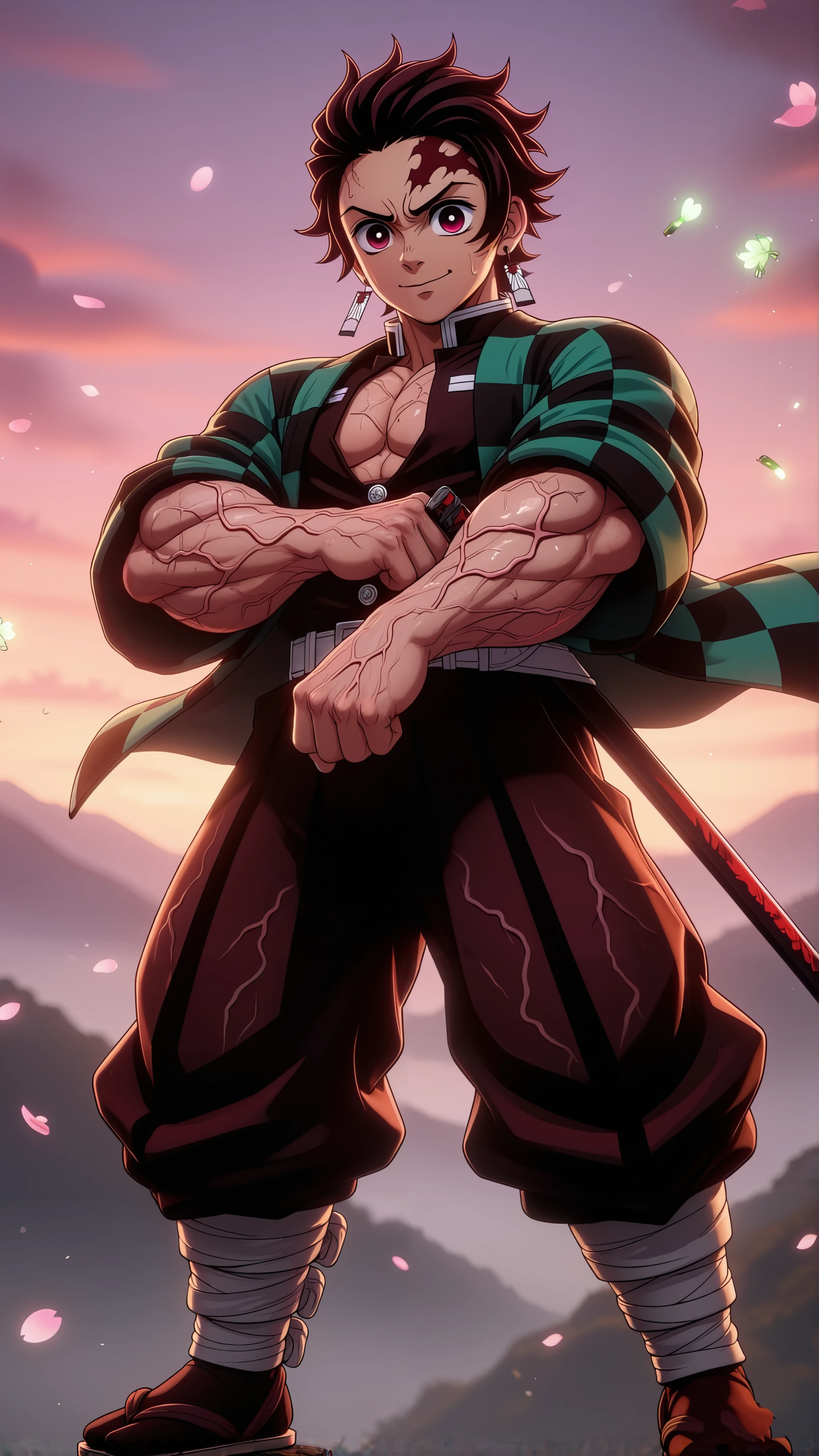 Tanjiro muscular mobile wallpaper