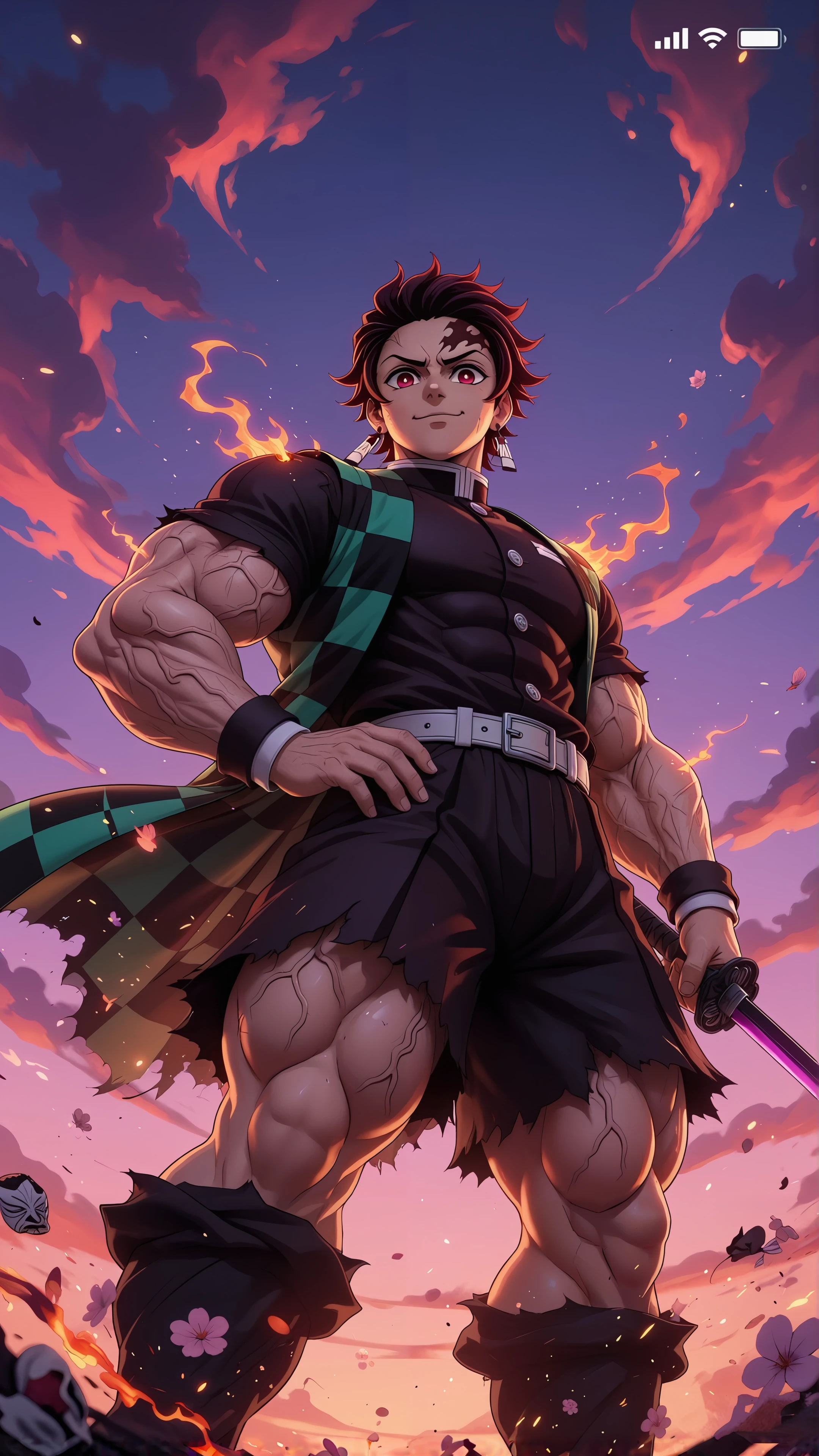 Tanjiro muscular mobile wallpaper