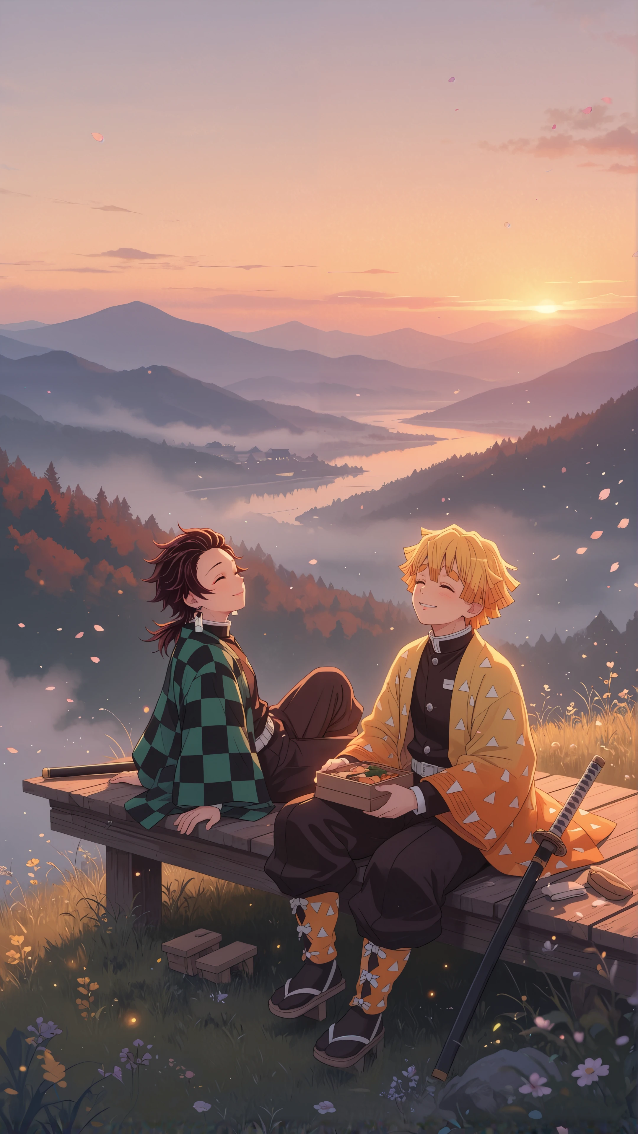 tanjiro zenitsu chill vibes mobile