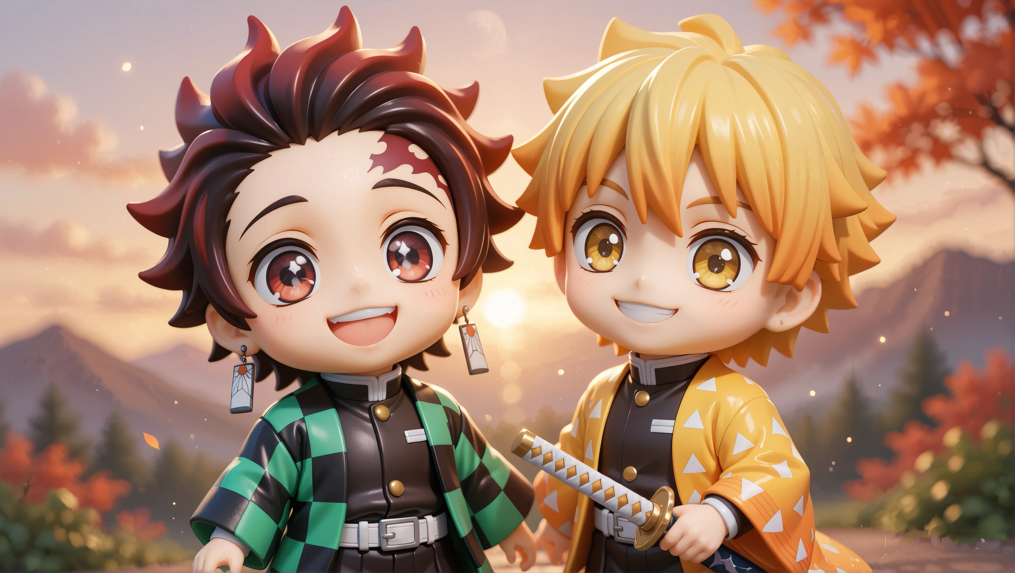 tanjiro zenitsu cute 3d desktop